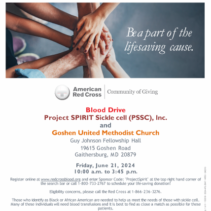 Project SPIRIT Blood Drive flyer